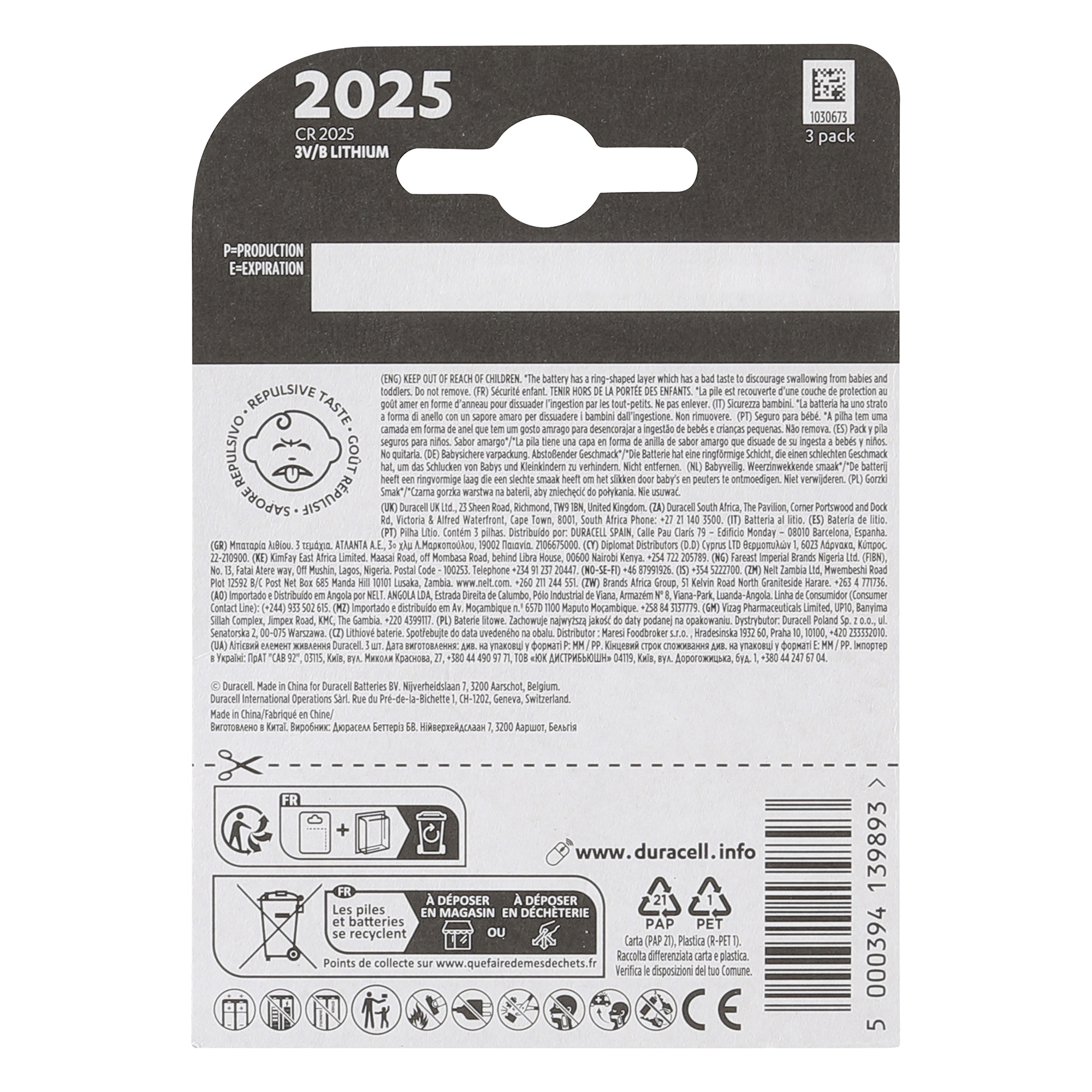 DURACELL Piles bouton CR 2025 ALDInow