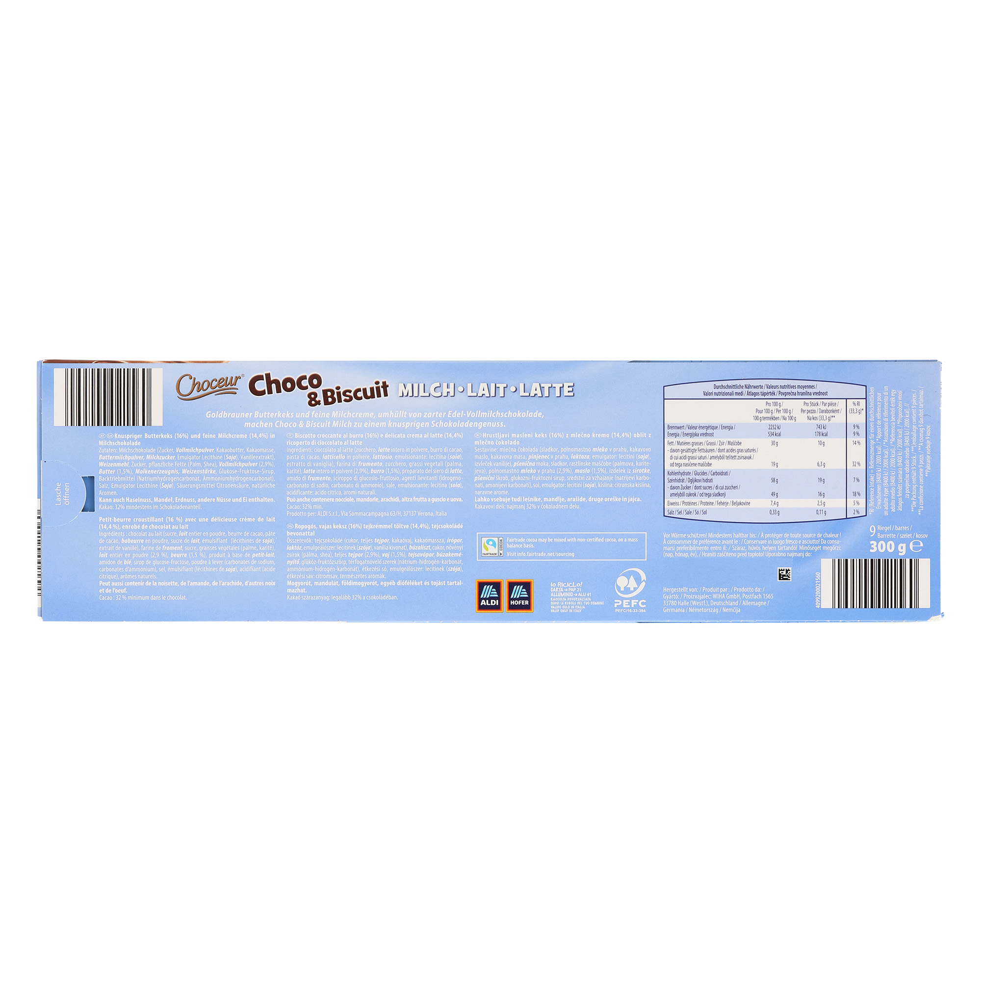 CHOCEUR Choco & Biscuit Riegel, Milch ALDInow