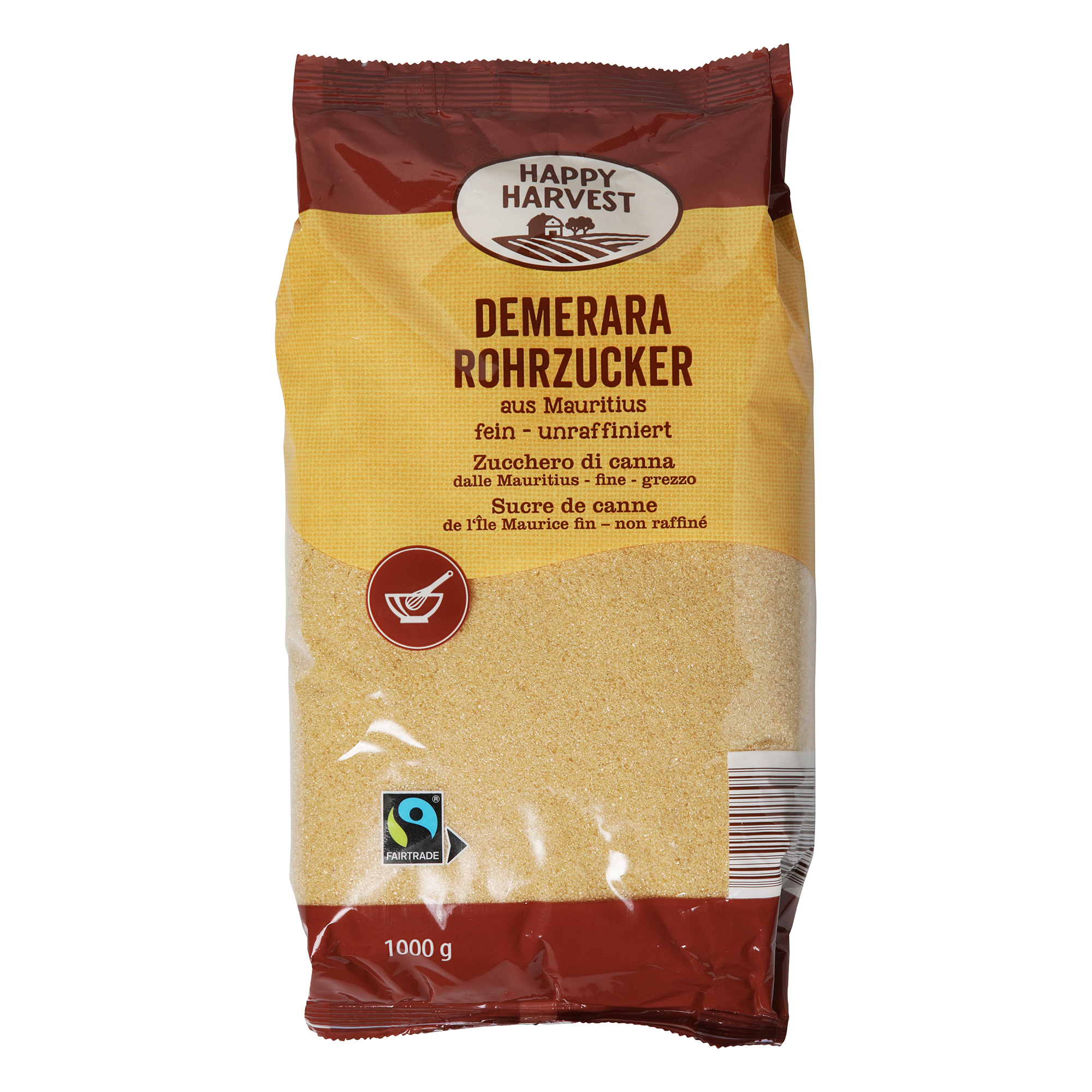 HAPPY HARVEST Fairtrade Demerara Rohrzucker, fein ALDI now