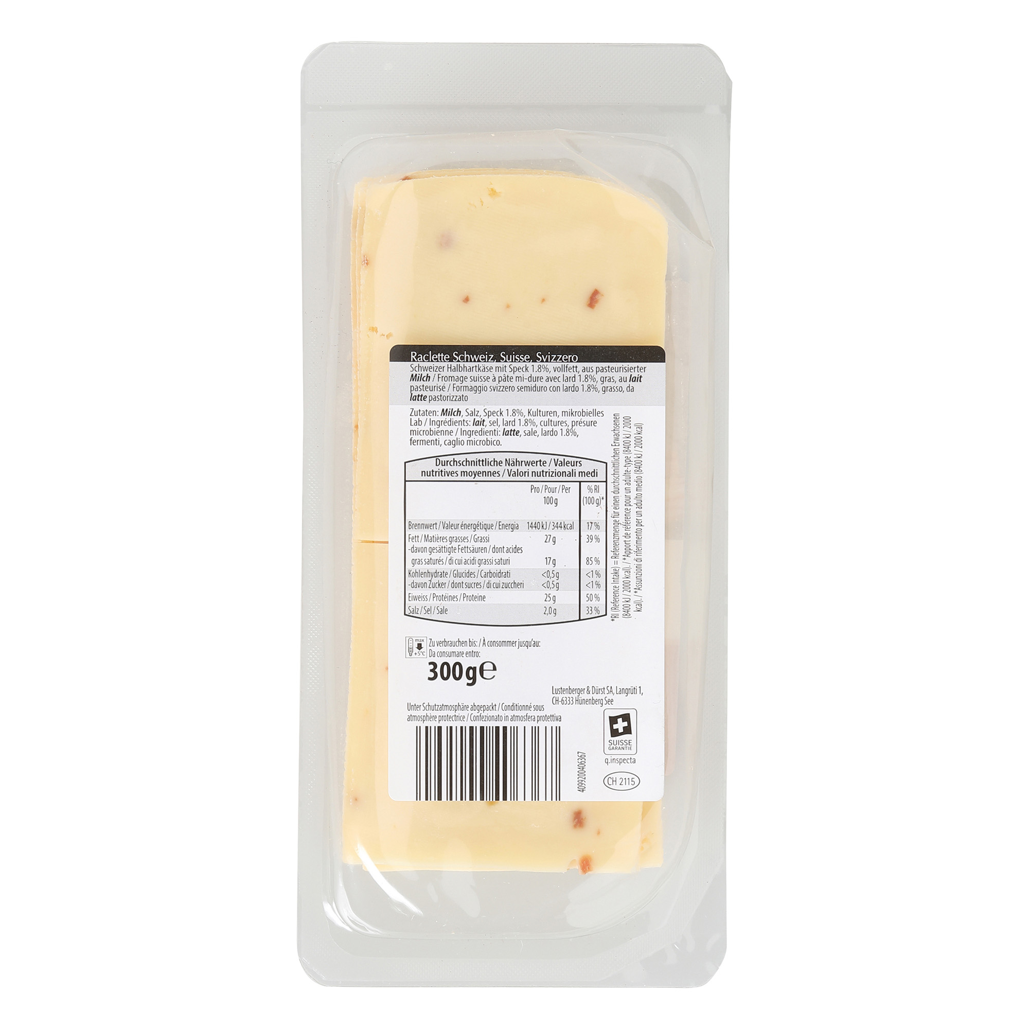 MILFINA Raclette Käse in Scheiben, Speck ALDInow