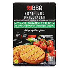 BBQ Brat- und Grillkäsetaler, Tomate-Basilikum