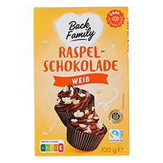 BACK FAMILY Raspelschokolade, Weiss