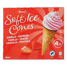 MUCCI  Cônes de glace, vanille-fraise