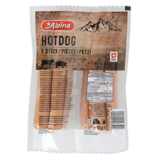 ALPINA Saucisses viennoises à hot dogs, pack de 8