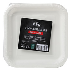 BBQ Einweggeschirr aus Pappe, Teller eckig
