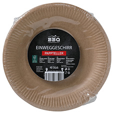 BBQ Einweggeschirr aus Pappe, Teller braun