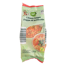 BIO Plats végans à base de lentilles, soupe à la noix de coco