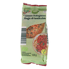 BIO Plats végans à base de lentilles, à la bolognaise