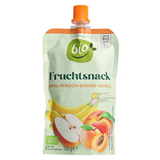 BIO NATURA Snack aux fruits, pomme-pêche-banane-abricot