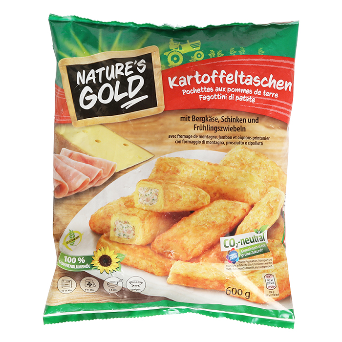 NATURE'S GOLD Kartoffeltaschen mit Bergkäse, Schinken und Frühlingszwiebeln