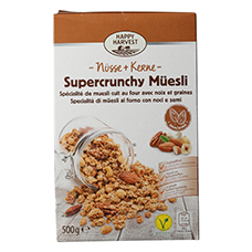 HAPPY HARVEST Supercrunchy Müesli, Nüsse + Kerne