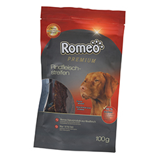 ROMEO PREMIUM Rindfleischstreifen, Snack für Hunde