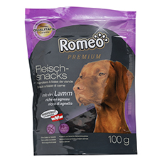 ROMEO Fleischsnacks für Hunde, mit Lamm (Knochen)