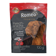 ROMEO PREMIUM Fleischsnacks für Hunde, mit Rind (Steak)