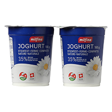 MILFINA Joghurt Nature, 3.5 % Fett stichfest, 2er-Pack
