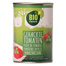 BIO NATURA gehackte Tomaten, Basilikum