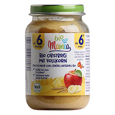 MAMIA BIO Alimenti per la prima infanzia, Mela, Porridge di frutta integrale