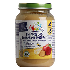 MAMIA BIO Alimenti per la prima infanzia, Mela, banana e fette biscottate