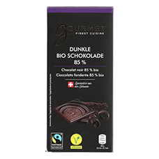 GOURMET Fairtrade-BIO Schweizer Schokoladentafel, Noir 85%