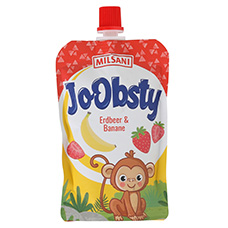 MILSANI JoObsty Yogurt alla frutta in confezione da spremere, fragola e banana