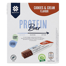 MULTINORM Barre protéinée teneur en glucides réduite, Cookies & Cream