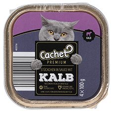 CACHET PREMIUM Katzenfutter 4er-Pack, Kalb