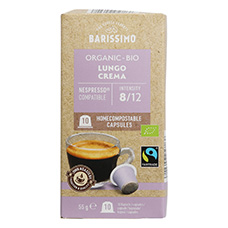 BARISSIMO Fairtrade-BIO Capsules de café Lungo Crema