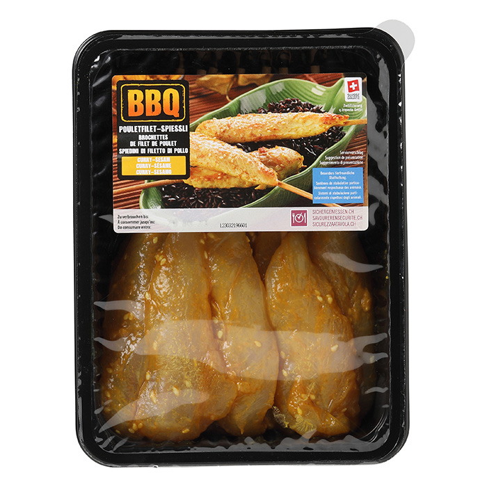BBQ Brochettes de filet de poulet, curry et sésame