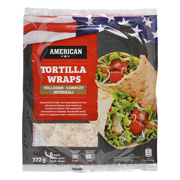 AMERICAN Tortilla Wraps, Vollkorn ALDInow