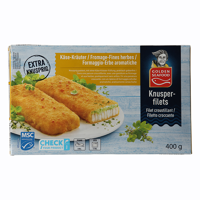 GOLDEN SEAFOOD Filets croustillants MSC, herbes-fromage