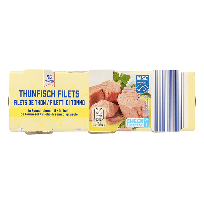 ALMARE SEAFOOD Mini Pack Thunfisch in Sonnenblumenöl, 3er-Pack