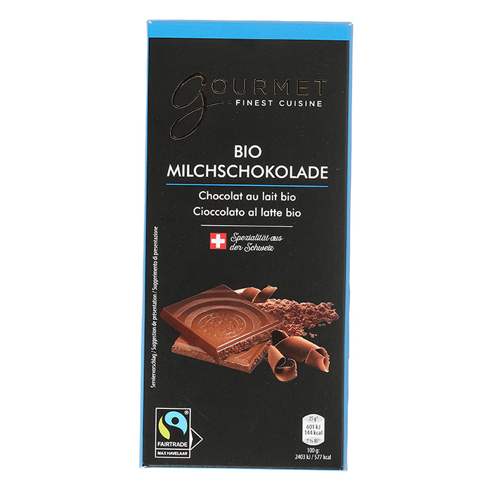 GOURMET Fairtrade-BIO Schweizer Schokoladentafel, Milch