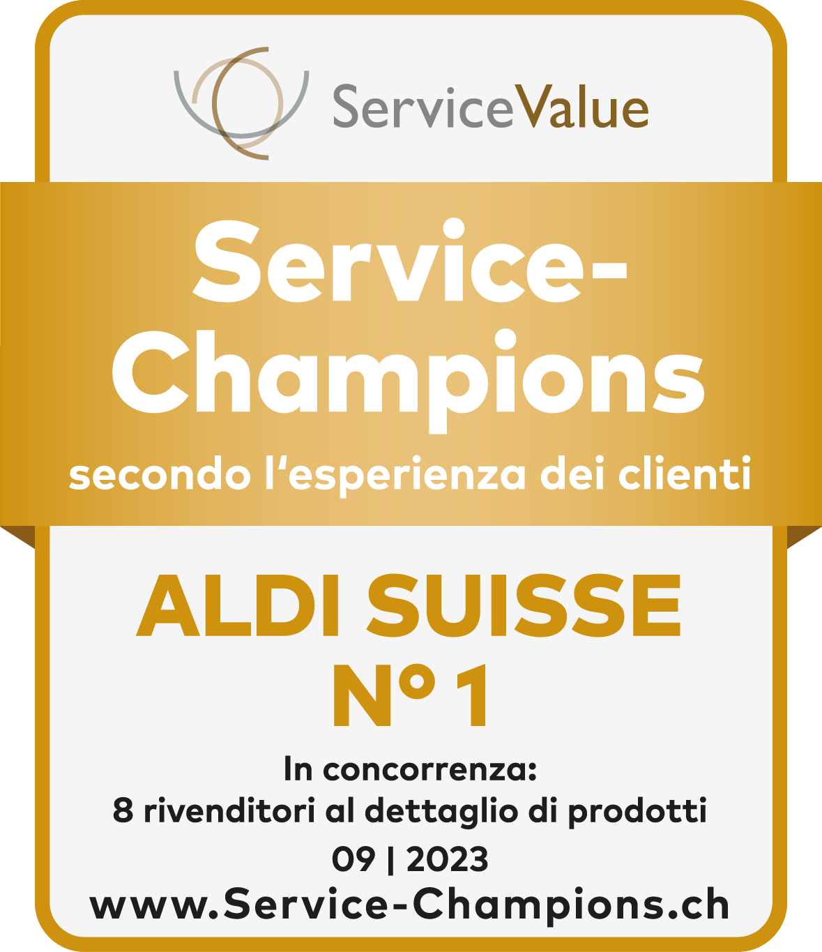 Secondo le analisi di ServiceValue GmbH, ALDI SUISSE è Service champion 2022 nella categoria Servizio clienti.